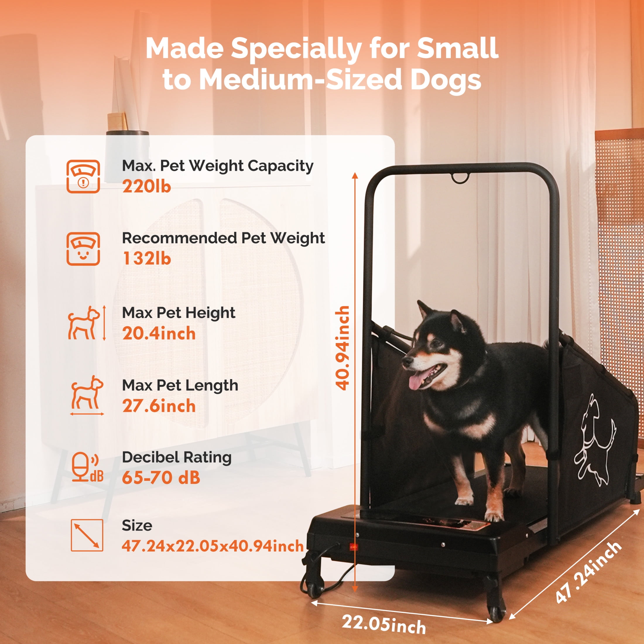 Noble House Treadmill for Medium Dogs, Quiet Dog Pacer Running Machine with Remote, LED Display for Home Use, Black