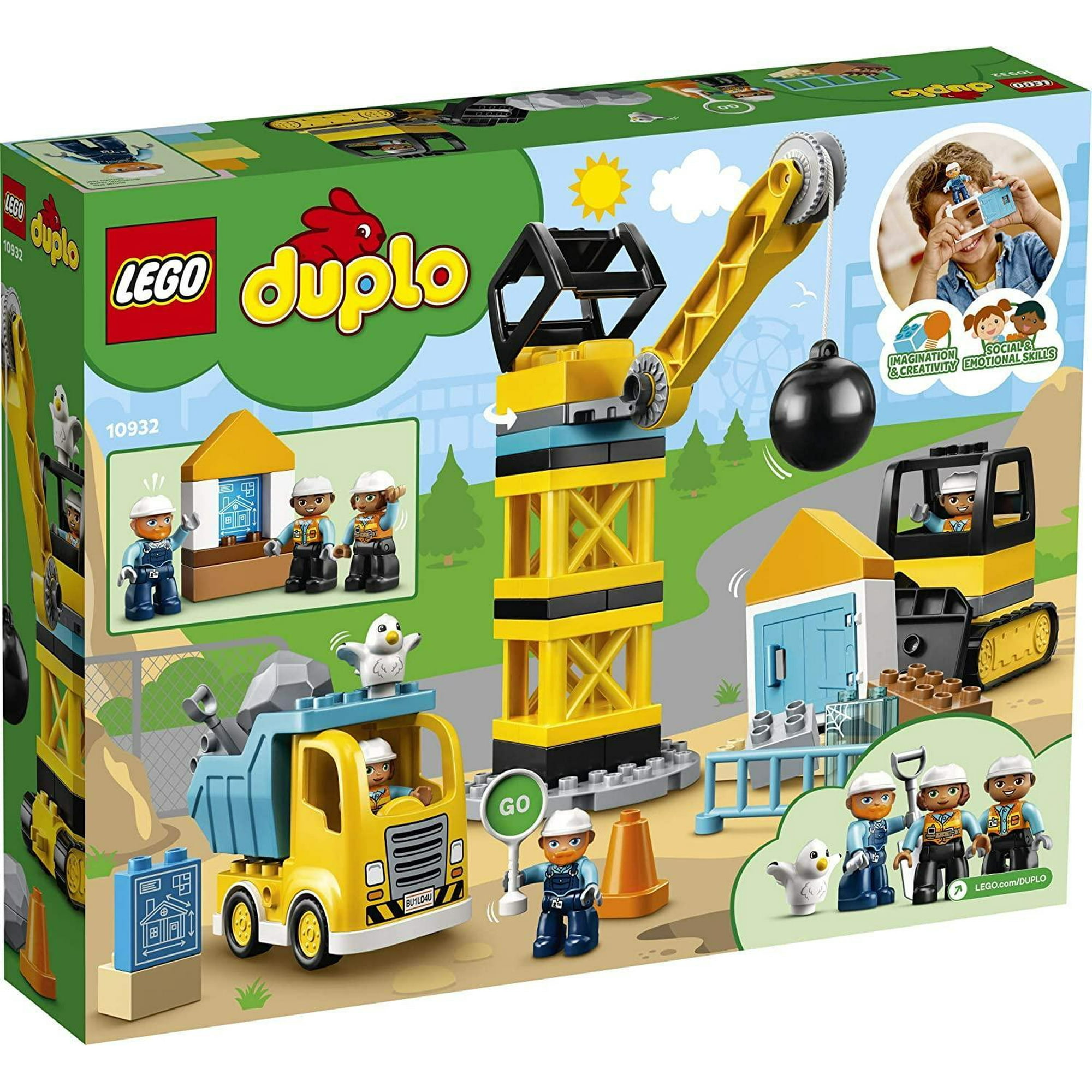 LEGO DUPLO Construction Wrecking Ball Demolition 10932 Exclusive Toy for Preschool Kids Building and Imaginative Play with Construction Vehicles Great for Toddler Development New 2020 56 Pieces Walmar...