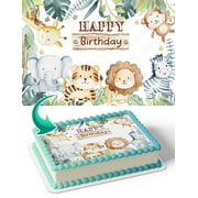 Jungle Safari Animals JSA Edible Image Cake Topper Birthday Sheet Banner 1/4 Sheet