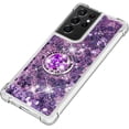 thumbnail image 6 of Samsung Galaxy S21 Ultra 5G 6.8" Case,Creativity Clear Quicksand Glitter Flowing Liquid Floating Soft TPU Case w/Stand Bling Diamond Sparkle Phone Cover for Galaxy S21 Ultra  Purple, 6 of 14