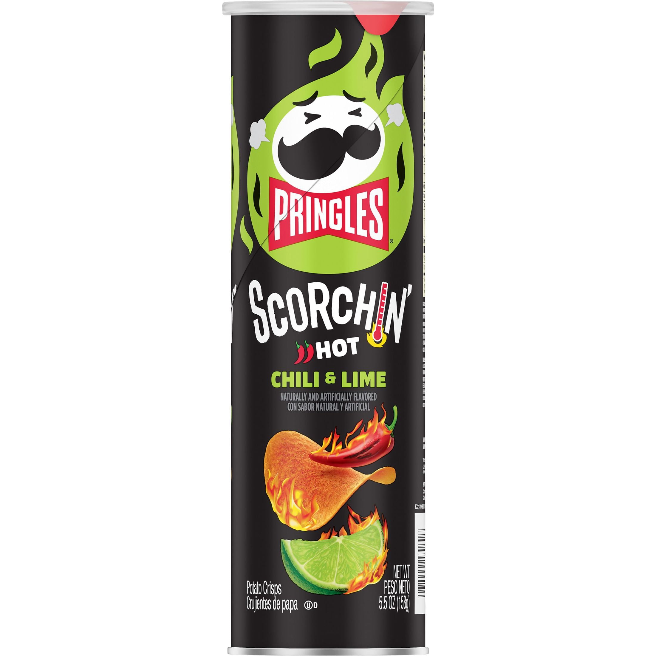 Pringles Scorchin' Chili and Lime Potato Crisps Chips, Spicy Snacks, 5.5 oz