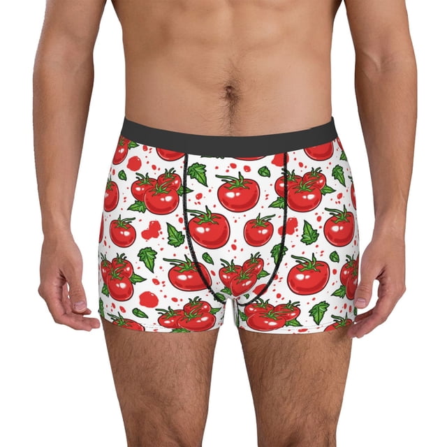 Balery Hand Drawn Tomatoes Calzoncillos bóxer para hombre, ropa interior de algodón suave y transpirable con cinturilla de nailon-XX-Large