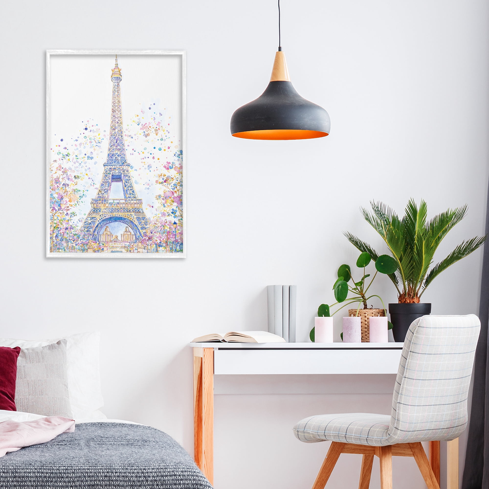 Stupell Industries Colorful Eiffel Tower White Framed Giclee Art, design by Creative Studio