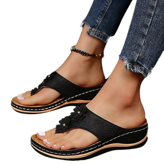 Mostsola Orthopedic Sandals for Women Comfortable Wedge Flip Flops Bohemian Summer Slides Shoes