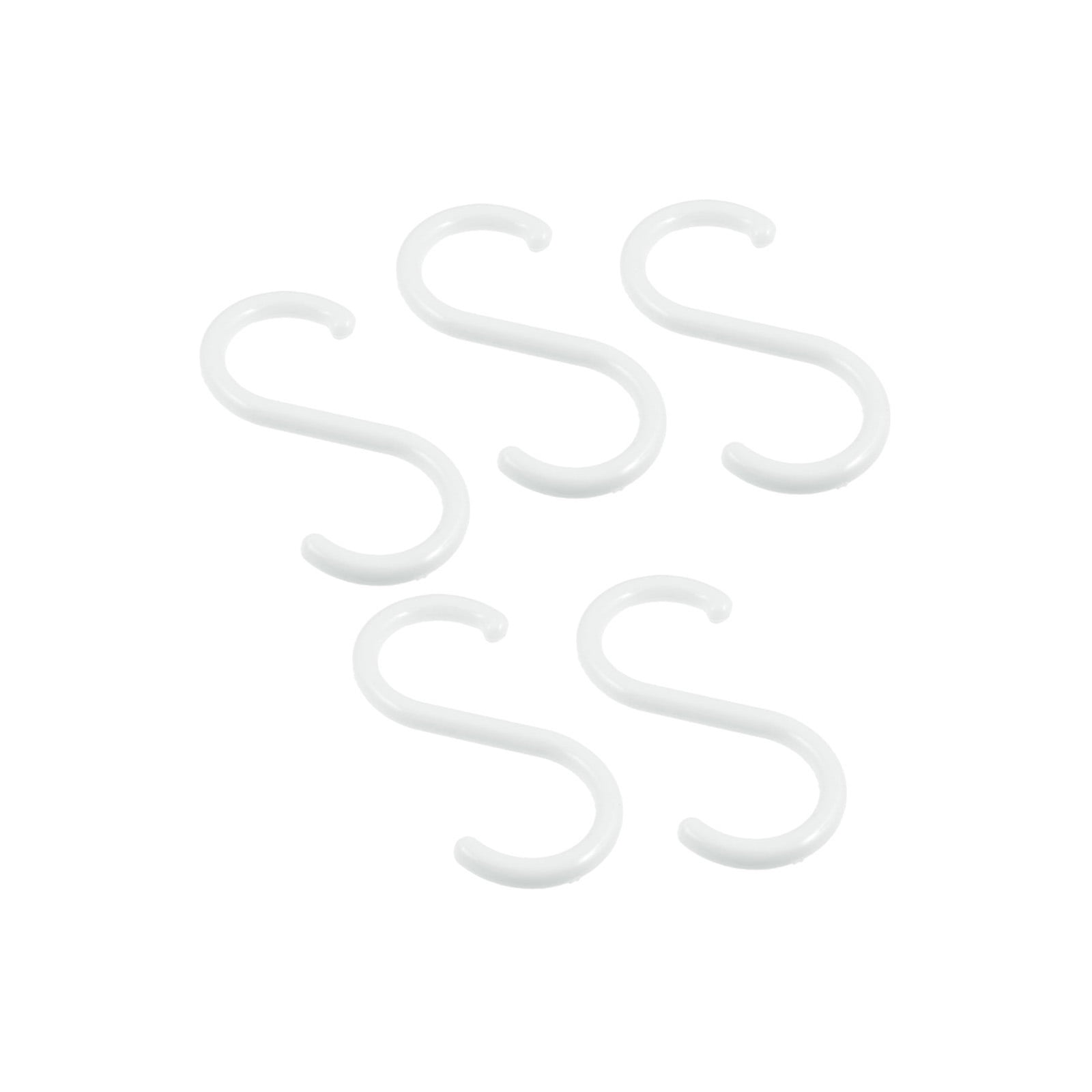 Unique Bargains Plastic S Shape Hanger Hook for Home Clothing Baskets, 5 Pieces, White