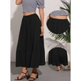 thumbnail image 2 of DARING DIVA Women's Elastic High Waist Flowy Tiered A-Line Summer Maxi Skirt XL Black, 2 of 6