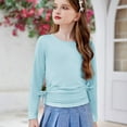 thumbnail image 4 of Annhoo Girls Long Sleeve T Shirts Cute Ruched Knot Side Tops Kids Spring Fashion Round Neck Blouses 3-13 Years, 4 of 6