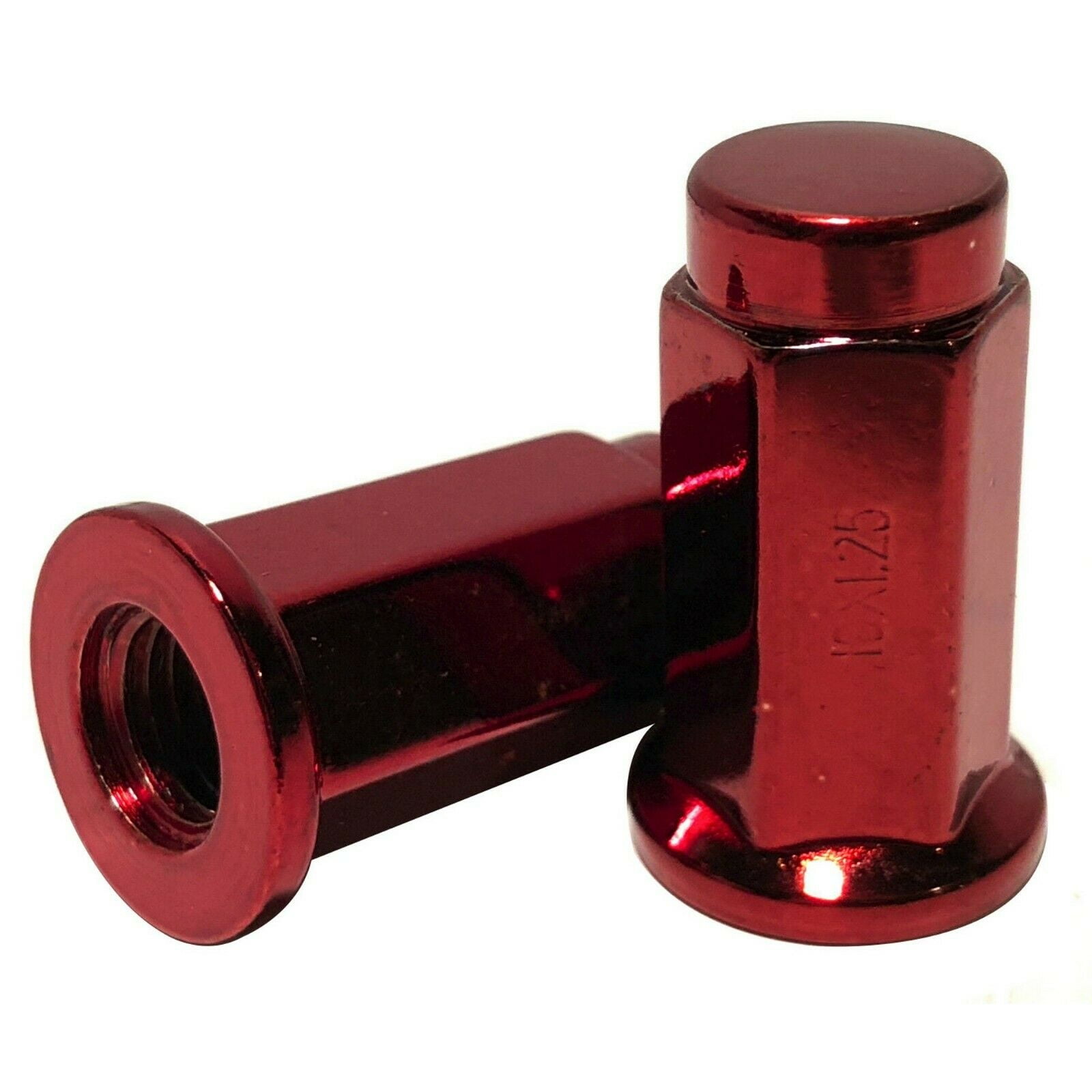 16 Red 10X1.25 Flat Base Lug Nuts ATV UTV 14mm Hex Honda Yamaha Suzuki