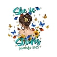 thumbnail image 2 of T-Shirt Inspirant pour Femmes, "Elle Est Forte" avec Imprimé Floral Papillon, Col Rond Décontracté Manches Courtes, Haut d'Été Confortable, Tissu en Polyester Tricoté, Mode Toutes Saisons Fête des Pères, Mère, 2 of 6