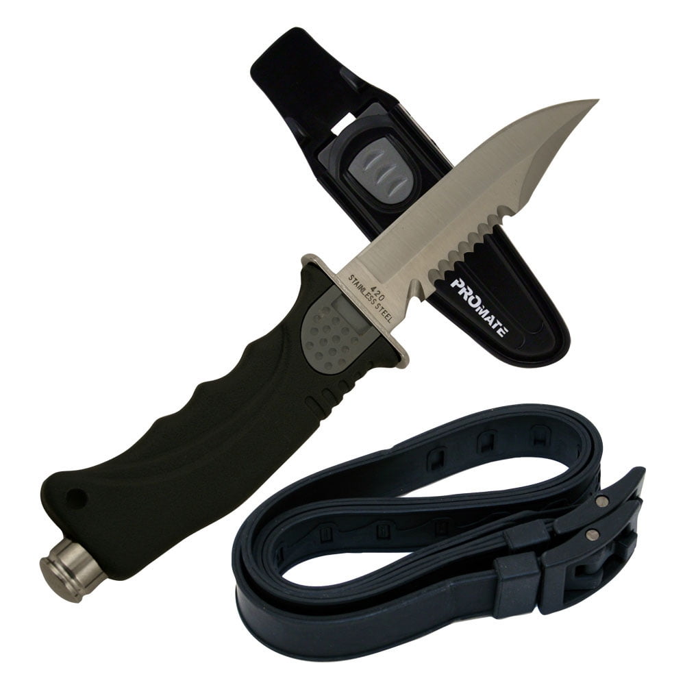 Promate Sharp Tip Scuba Diving Knife (4 3/8" Blade) KF503Black