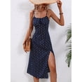 thumbnail image 3 of AURA Women Floral Spaghetti Strap Summer Dress Split Midi Sexy Vacation Dress, 3 of 7