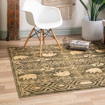 Unique Loom Pioneer Collection Area Rug - Yellowstone (5' 3" Square Green/Black)