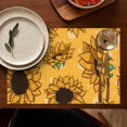 thumbnail image 5 of Farmhouse Sunflower Placemats Set of 4, Machine Washable Heat Resistant Linen Table Mats with Boho Floral Pattern Featuring Butterflies, Bees, and Yellow Blooms for Rustic Dining, 5 of 6