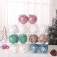 thumbnail image 4 of 3 piezas de 8 cm para decoración de árbol de Navidad, colgante de bola de Navidad con forma de flor blanca, bola de espuma con purpurina, adorno navideño 2024, 4 of 5