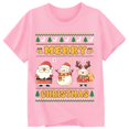 thumbnail image 3 of CONFREE Christmas Girls Short Sleeve Tshirts Crew Neck Santa Claus Graphic Casual Xmas T-Shirt for Kids, 3 of 3
