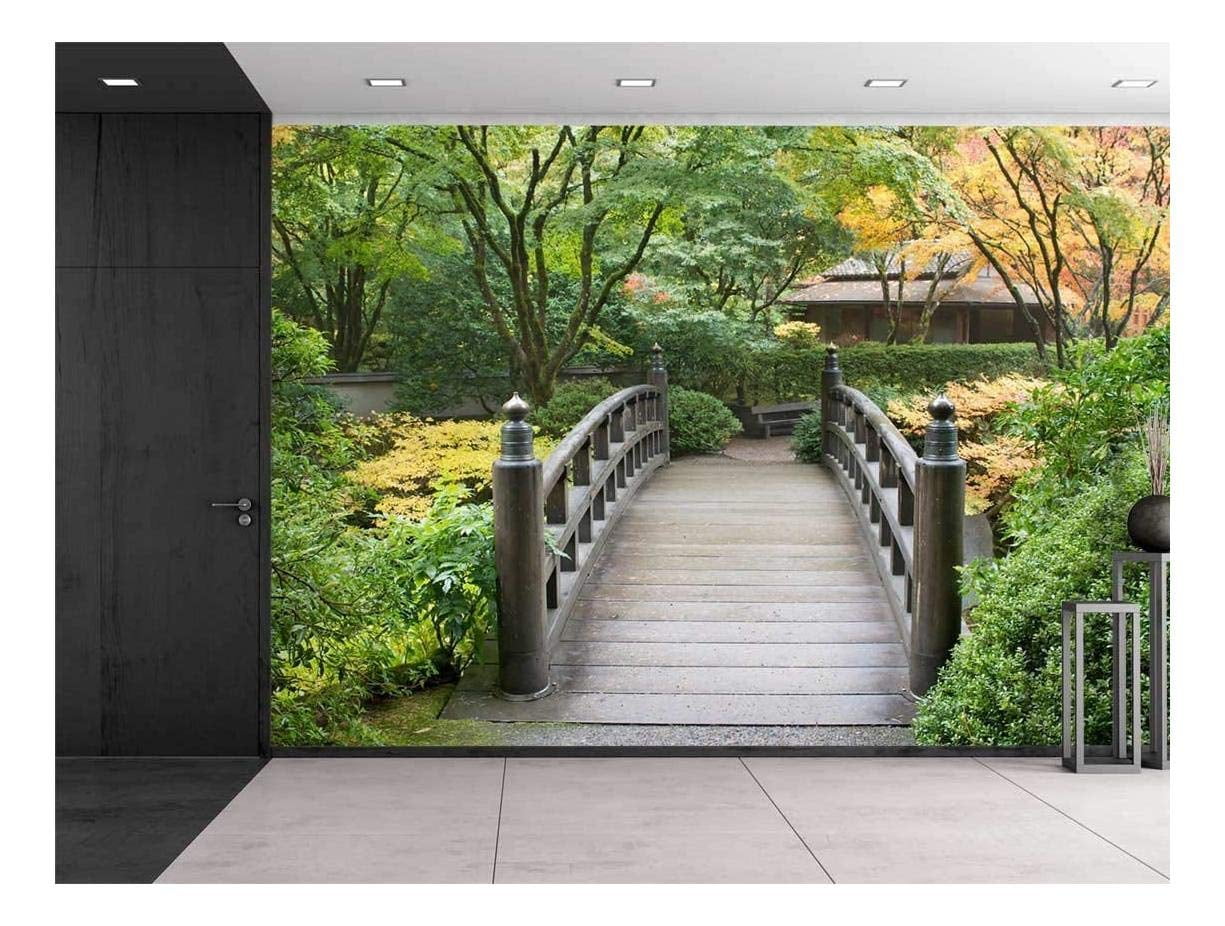 wall26 Bridge on a Serene Japanese Garden Surrounded by Trees Wall