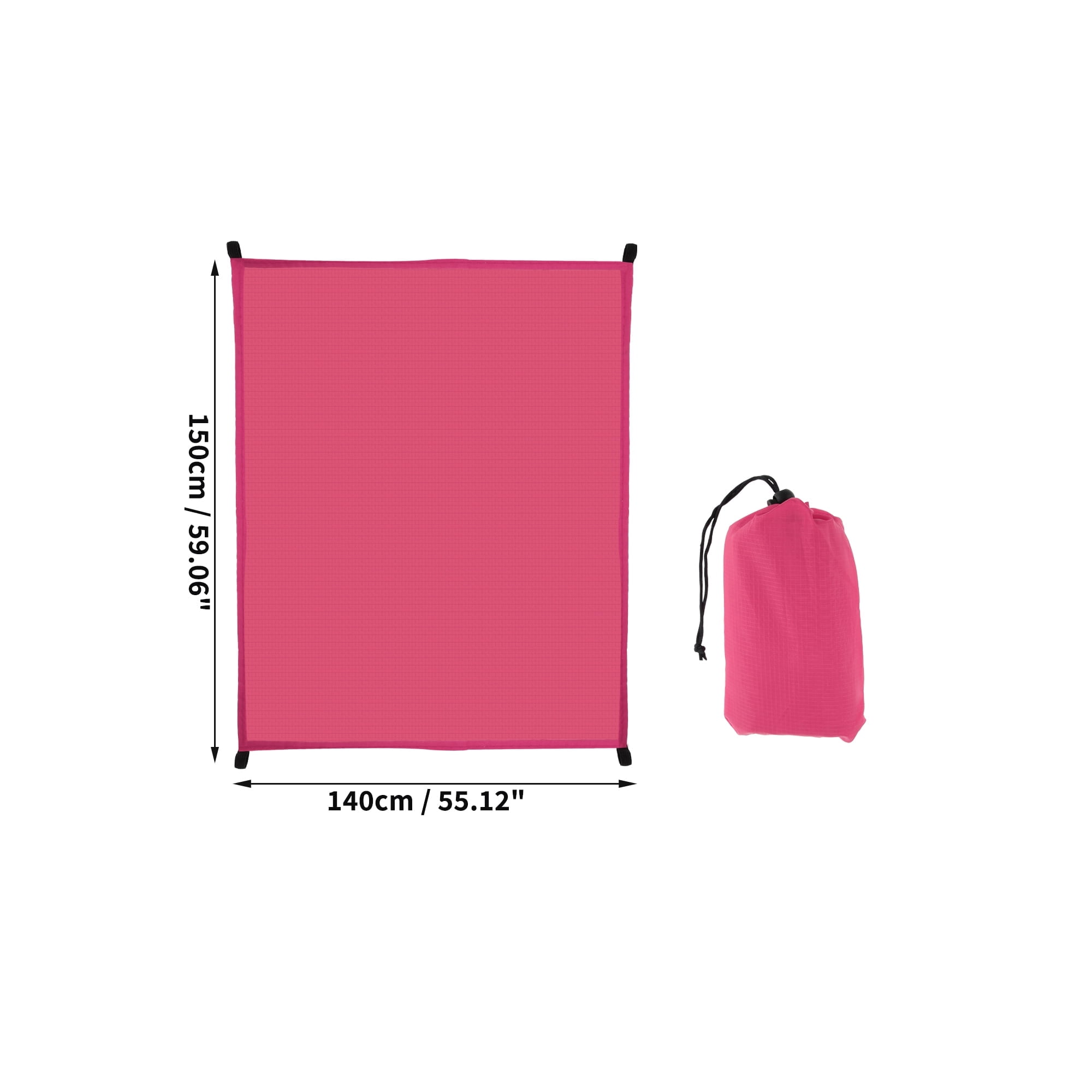 Unique Bargains Beach Blanket Beach Mat Lightweight Accessories Rose Red 55.12"x59.06"