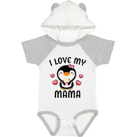 

Inktastic I Love My Mama with Cute Penguin and Hearts Gift Baby Girl Bodysuit