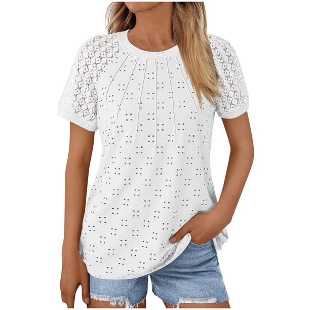 Pantalones Cortos para las Mujeres Impresión Sexy Cómodo Bolsillo de Manga Corta, Botón Top Blusa Camiseta