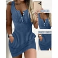 thumbnail image 2 of Minivestidos informales de punto sin mangas para mujer, Bodycon con decoración de botones, 2024, 2 of 6