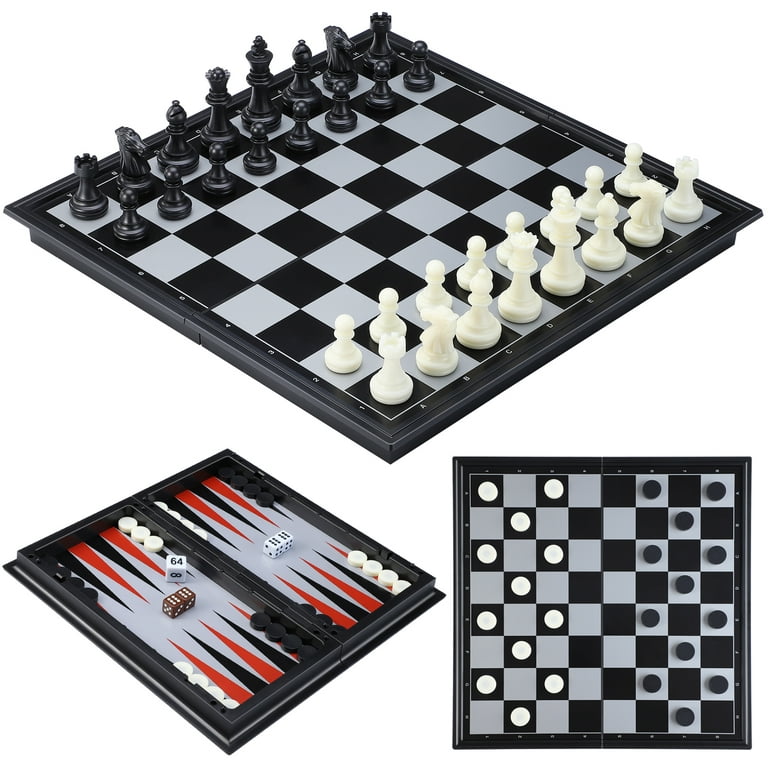 Magnetic Travel chess set 3×1 With folding chess board Educational