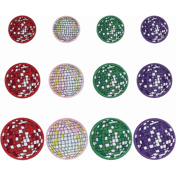 12Pcs Computerized Embroidery Cloth Self Adhesive Patches Stick On Patch Costume Accessories Appliques Mixed Color 52~80x1.5mm