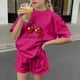 thumbnail image 5 of Vestido de Verano con Mangas Niños Verano Ocio Cuello Redondo Mangas Cortas Y Pantalones Cortos Dos Piezas para Niños Lindo Conjunto de Verano, 5 of 6