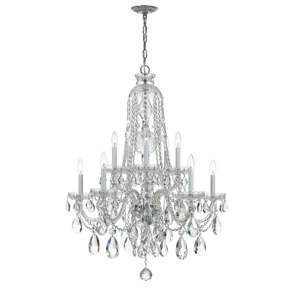 Crystorama Traditional Crystal 10 Light Clear Crystal Chrome Chandelier - 32'' W x 36'' H