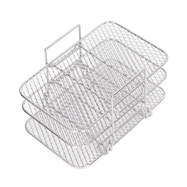 Rejilla para parrilla de acero inoxidable, 3 uds., 19x12cm, freidora, rejilla de enfriamiento para hornear, rejilla para parrilla altamente versátil