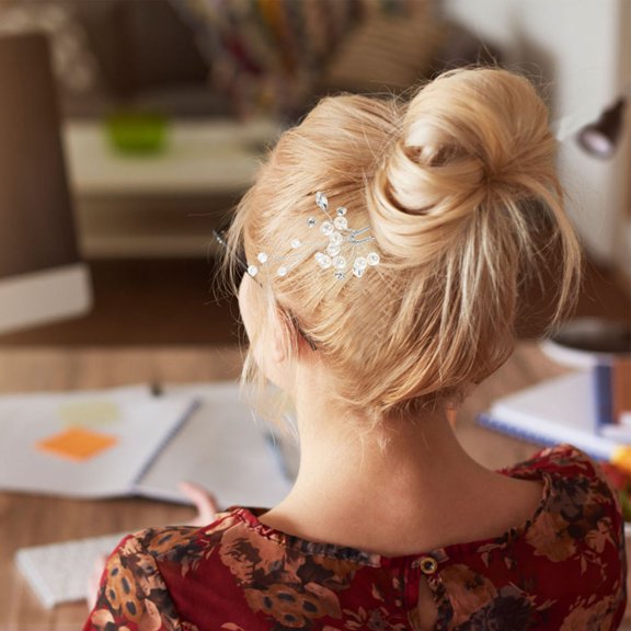 CTIRCHIU 2Pcs Bridal Hair Clips Silver and Rhinestone Decorative Pins for Wedding and Formal Hairstyles