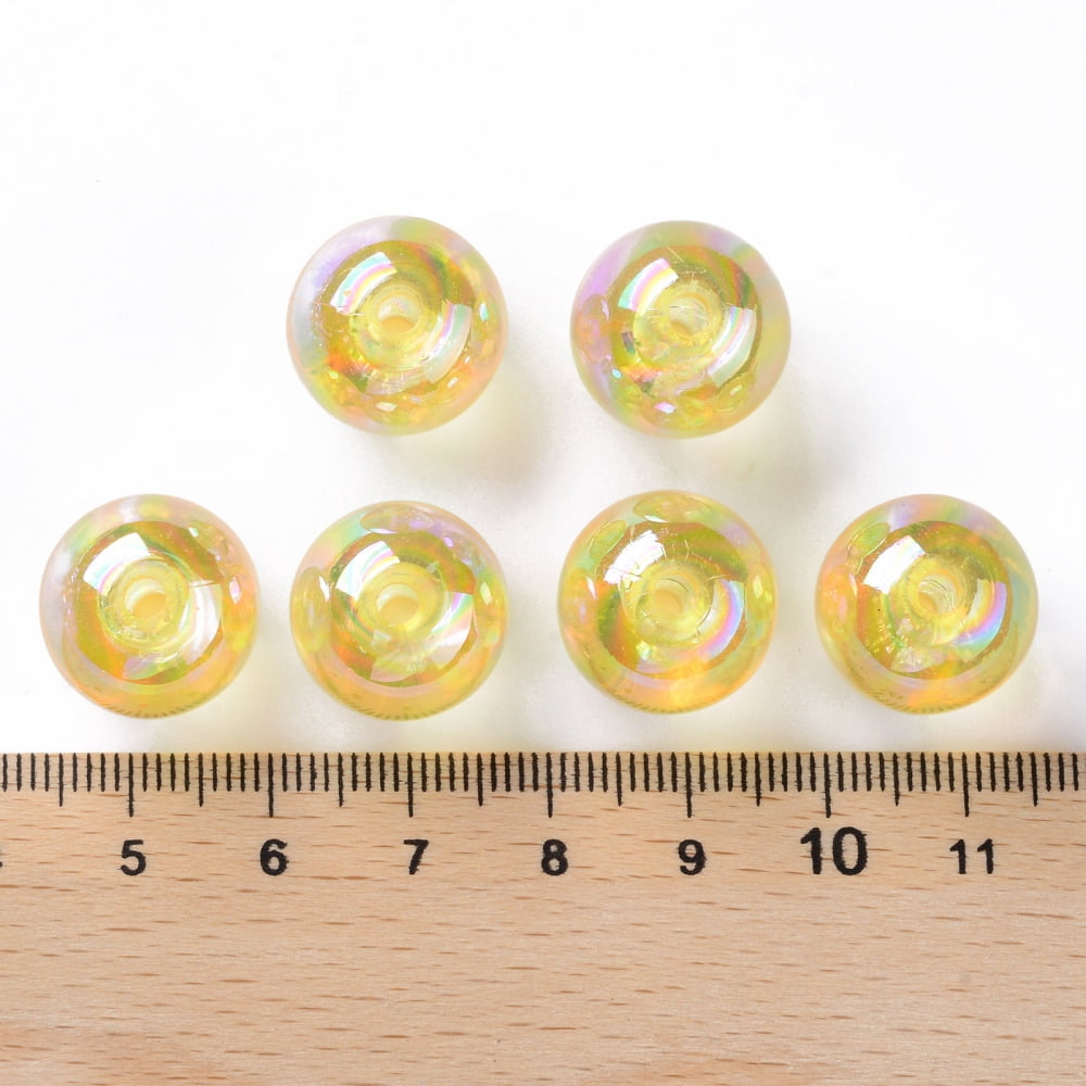 500g Transparent Acrylic Beads AB Color Plated Round Gold 16x15mm Hole: 2.8mm about 220pcs/500g