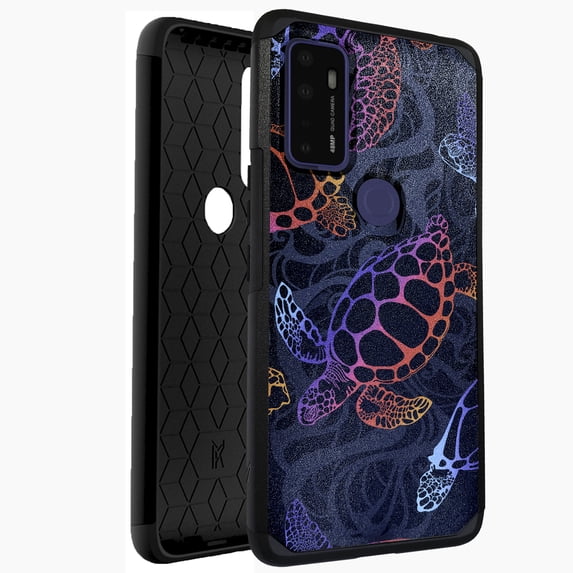 DALUX MetKase Hybrid Slim Phone Case Compatible with Cricket Dream 5G / Innovate 5G / AT&T Radiant Max 5G (2021) - Neon Turtles