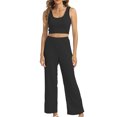 thumbnail image 5 of Womens Fashion New Loose Casual Solid Color Long Sleeved Pants Tank Three Piece Set Sleek Casual Wear, 5 of 7