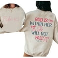 thumbnail image 2 of God Is Within Her She Will Not Fall Sweatshirt – Double Sided Christian Pullover, Coquette Bow Jesus Sweater, Bible Verse Faith Based Gift for Women, 2 of 7
