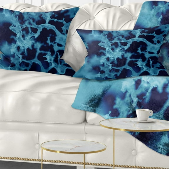 Designart Cloudy Abstract Blue Texture - Abstract Throw Pillow - 12x20