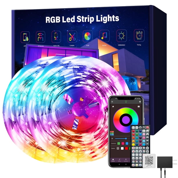 Tira de luces LED Ledagic de 200 pies con control remoto y de aplicaciones