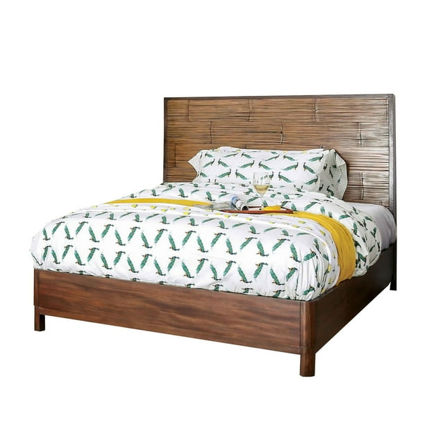 Wooden California King Size Bed With Bamboo Panel Headboard Brown Com Wooden California King Size Bed With, Bamboo King Size Bed Frame