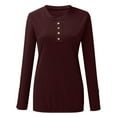 thumbnail image 7 of KDFJPTH Womens Long Sleeve Shirt Women Long Sleeve Henley T Shirts Button Down Slim Fit Tops Scoop Neck Ribbed Knit Shirts, 7 of 7