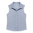 thumbnail image 2 of ClodeEU Women's Striped Sleeveless Button Down Shirt, Collared Casual Blouse Blue,Women's Plus L, 2 of 5