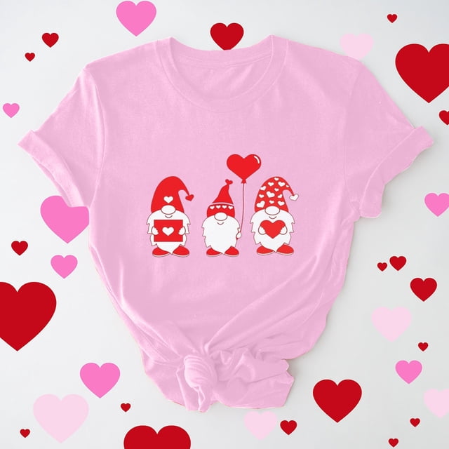 Meichang T-Shirts de la Saint-Valentin pour Femmes, T-Shirts Graphiques Amusants de la Saint-Valentin, Manches Courtes, Col Rond, T-Shirts de Fête en Liquidation, Cadeaux de la Saint-Valentin
