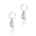 thumbnail image 2 of 925 Silver 4.5 Ct Asscher Cut CZ Hoop Dangle Earrings - Sophisticated Sparkle, 2 of 3