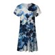 thumbnail image 4 of Puntoco Vestido Casual De Cuello Redondo Con Mangas De Pétalos Y Estampado Floral Con Cinturón Suelto Y Dos Bolsillos, Vestido De Manga Corta Con Cuello Redondo, Azul Xxl, 4 of 4
