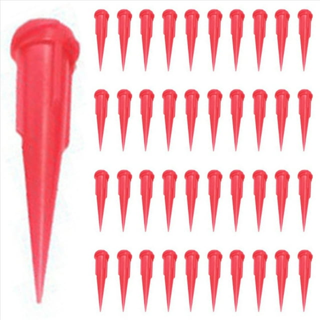 Aguja de Dispensador de Pegamento de Cabeza de Pin Conica de Plastico,25 Calibre, 0.26mm Tamano de Apertura, Rojo (Paquete de 600)