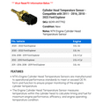thumbnail image 2 of Cylinder Head Temperature Sensor - Compatible with 2011 - 2016, 2018 - 2022 Ford Explorer 2012 2013 2014 2015 2019 2020 2021, 2 of 2