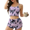 thumbnail image 2 of Womens Strawberry Print Pajama Set Summer Cute Crop Cami and Shorts Ribbed 2 Piece Lounge Sets Purple XL, 2 of 6