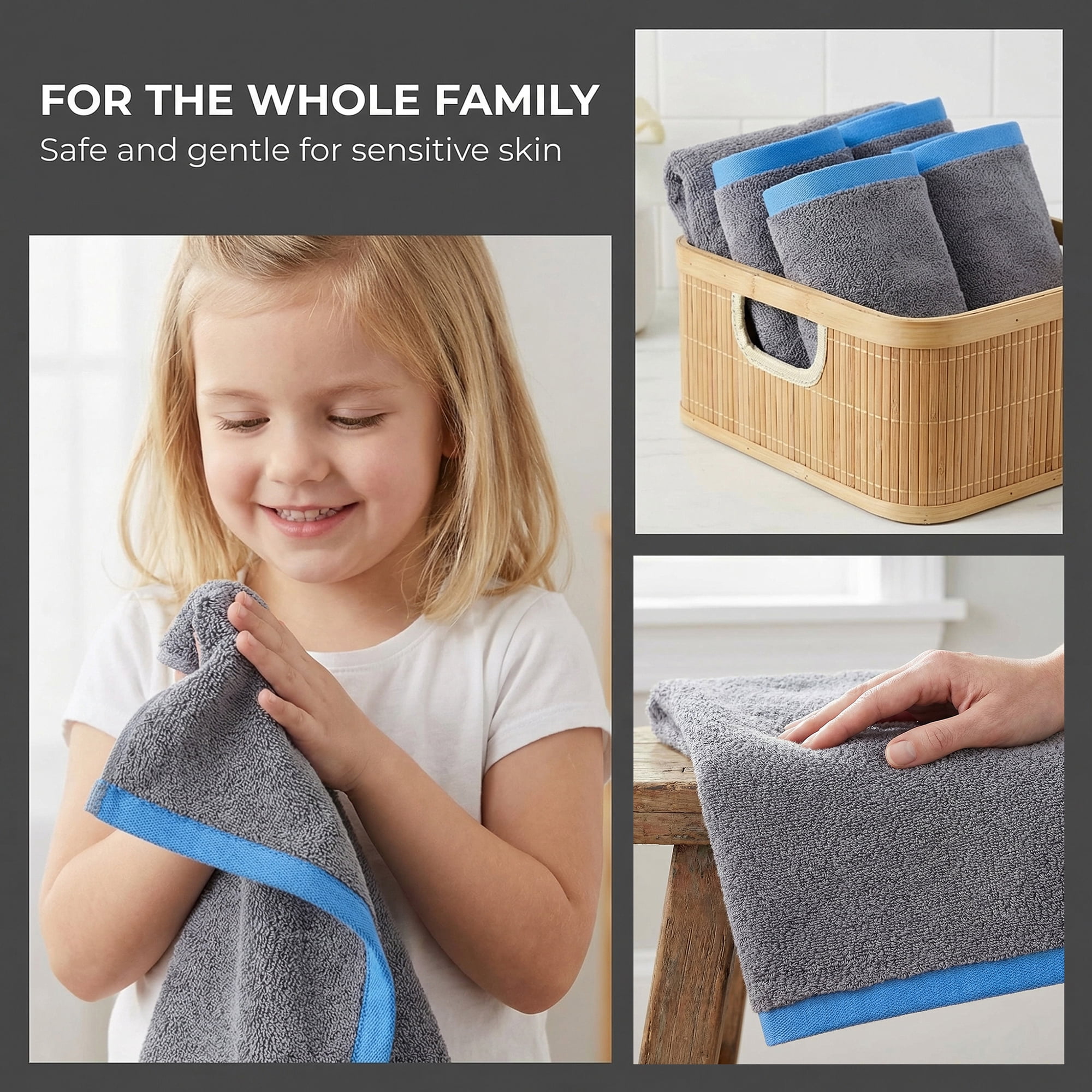 Unique Bargains Cotton Solid Absorbent Durable Soft Hand Towels Grey 29" x 13"