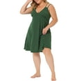 thumbnail image 4 of Agnes Orinda Plus Size Sleep Dress for Women Cami Deep V Knit Polka Dots Nightgown Lingerie 4X Dark Green, 4 of 5