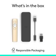 Logitech Spotlight Presentation Remote - Universal Wireless Presentation Clicker with Laser Pointer, Bluetooth, 30 m Range and Quick Charging, Gold