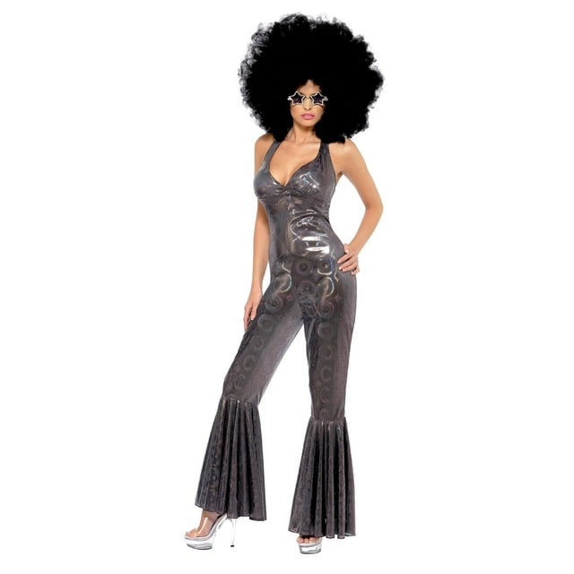 Smiffys Disco Diva Costume, Silver, S - US Size 6-8
