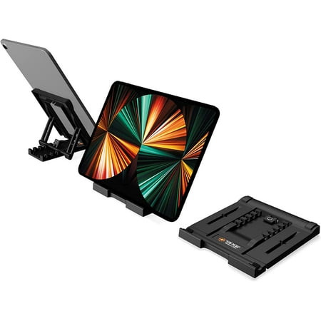 Mobile Tablet Stand for iPad, Adjustable Non-Slip Base Foldable Tablet Holder for Desk Compatible with Apple iPad, Samsung Galaxy, and Amazon Kindle Fire Tablets
